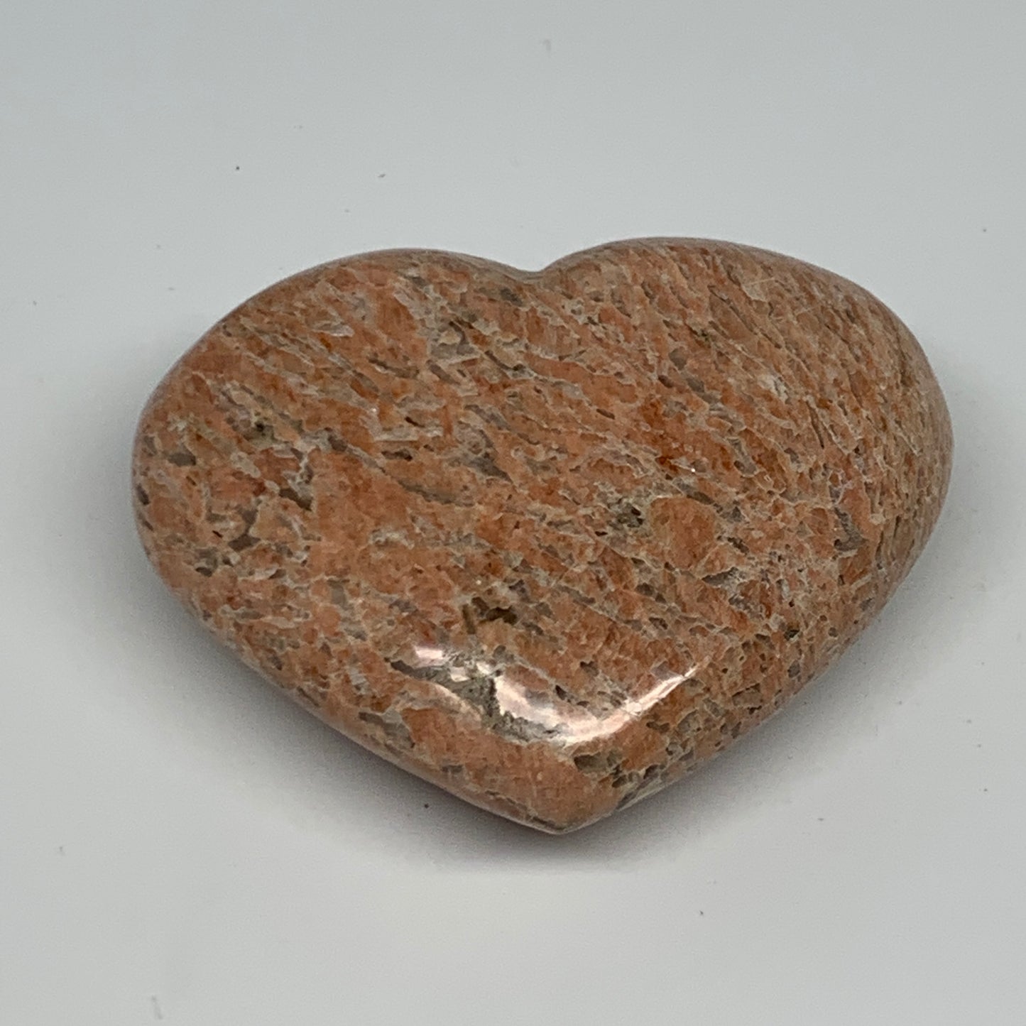 199.8g,2.6"x3.1"x1.1", Pink Peach Moonstone Heart Crystal Polished Reiki,B17478