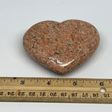 199.8g,2.6"x3.1"x1.1", Pink Peach Moonstone Heart Crystal Polished Reiki,B17478