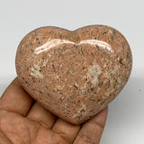 219.8g,2.7"x3.1"x1.2", Pink Peach Moonstone Heart Crystal Polished Reiki,B17479