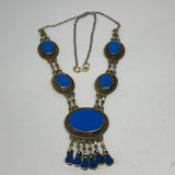 1pc, 22"-24" Turkmen Necklace Tribal 5 Cab Turquoise Inlay Fashion ATS. B14185