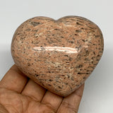 295.2g,2.8"x3.2"x1.5", Pink Peach Moonstone Heart Crystal Polished Reiki,B17480