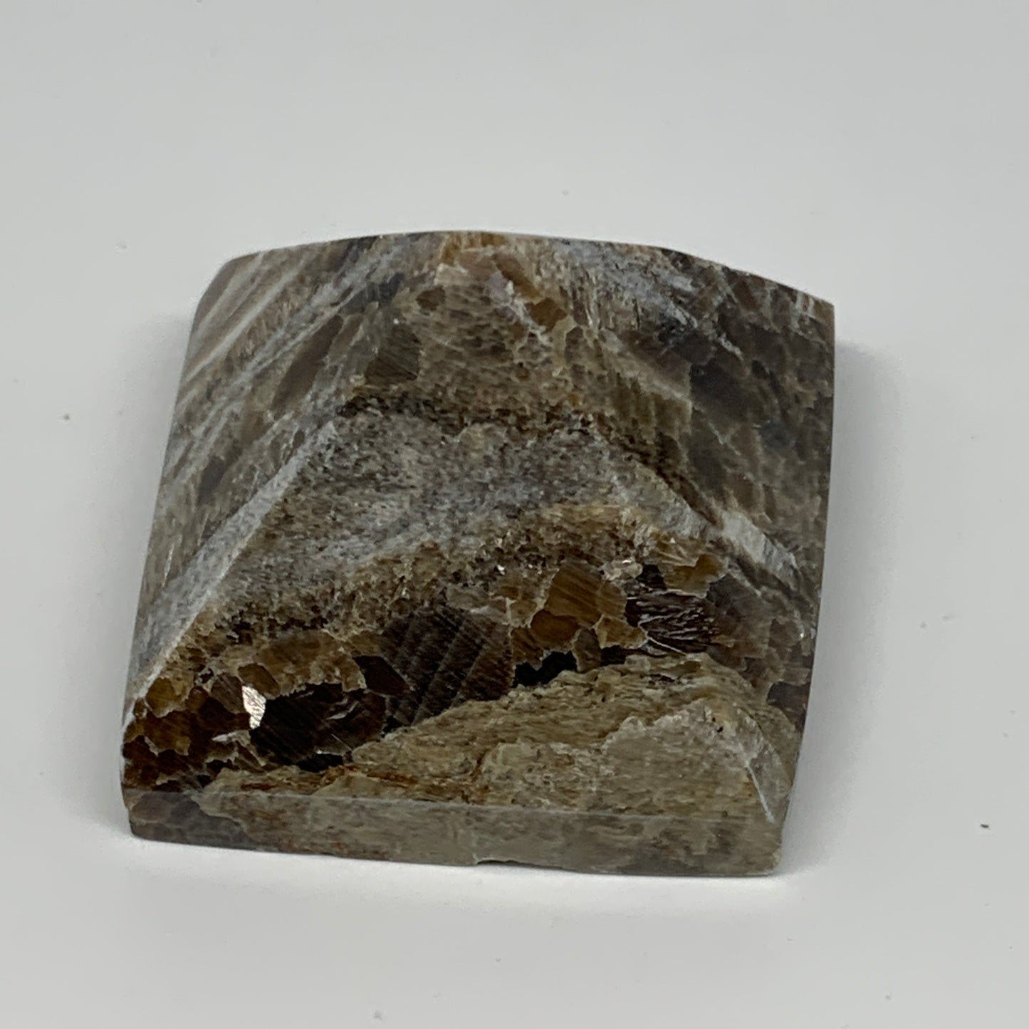 60.7g, 1.2"x1.6"x1.6" Chocolate/Gray Onyx Pyramid Gemstone @Morocco, B19019