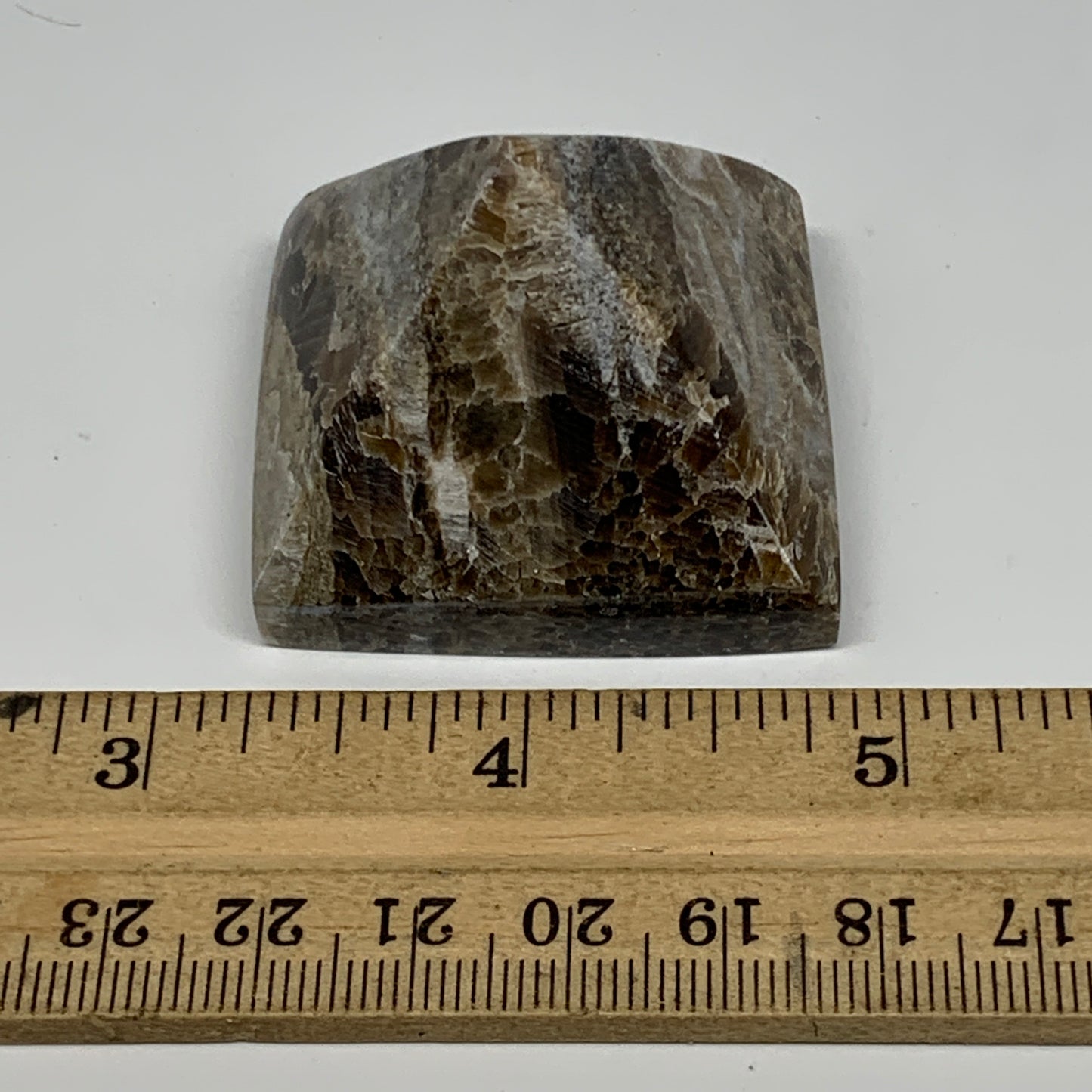 60.7g, 1.2"x1.6"x1.6" Chocolate/Gray Onyx Pyramid Gemstone @Morocco, B19019