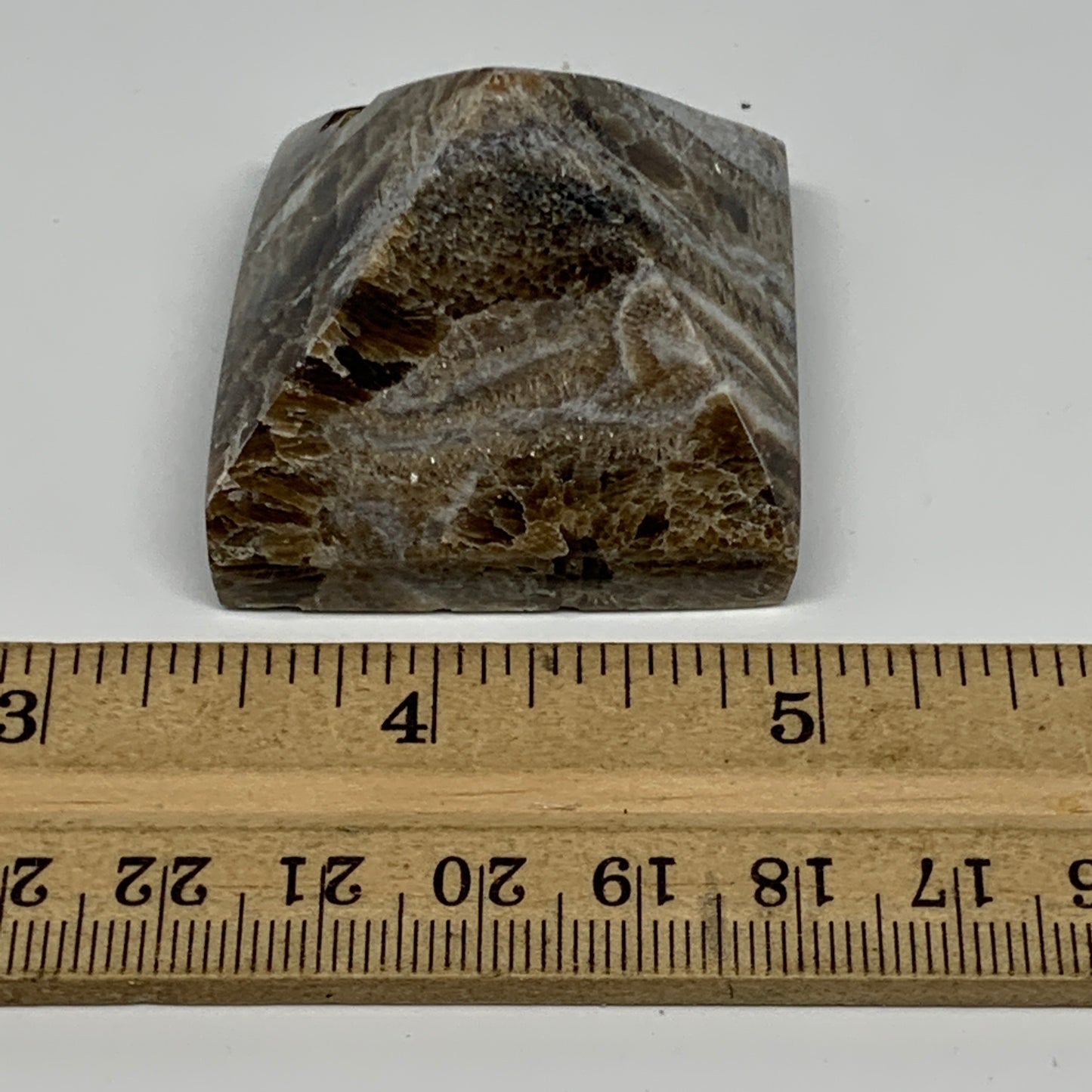 60.7g, 1.2"x1.6"x1.6" Chocolate/Gray Onyx Pyramid Gemstone @Morocco, B19019