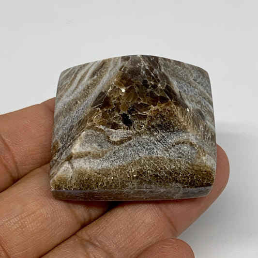 49.7g, 1.1"x1.6"x1.6" Chocolate/Gray Onyx Pyramid Gemstone @Morocco, B19020