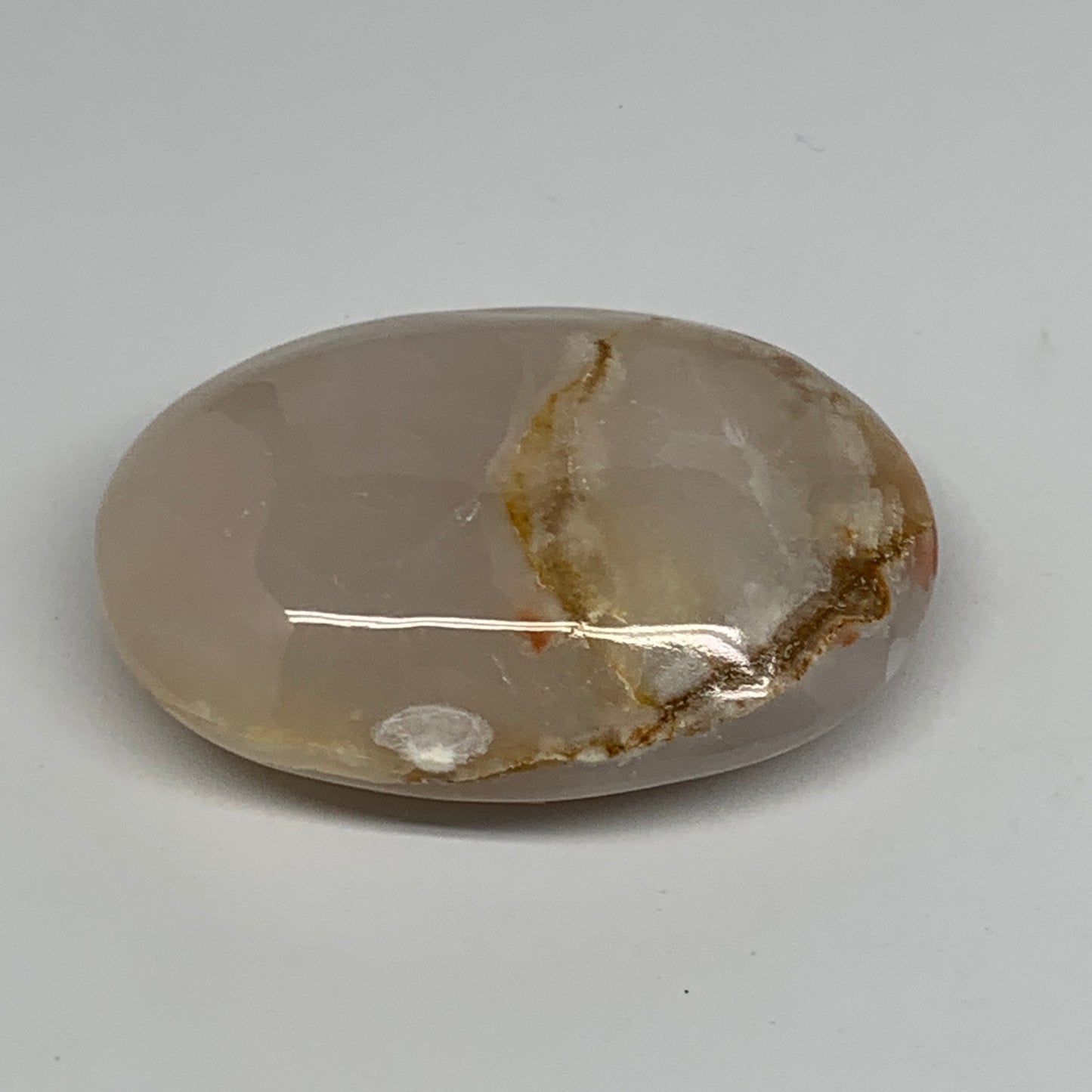 155.1g,3"x2.2"x1",Pink Calcite Palm-Stone Crystal Polished,B23075