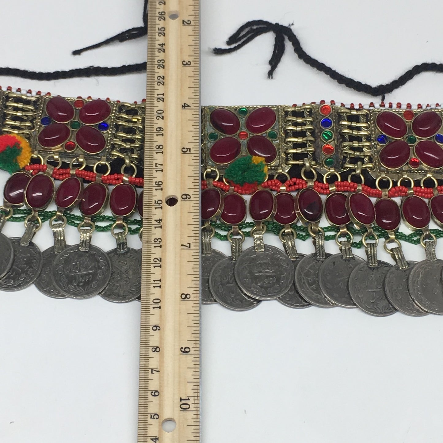 11.75"x4.25" Kuchi Choker Multi-Color Tribal Gypsy Bohemian Statement Coins,KC52