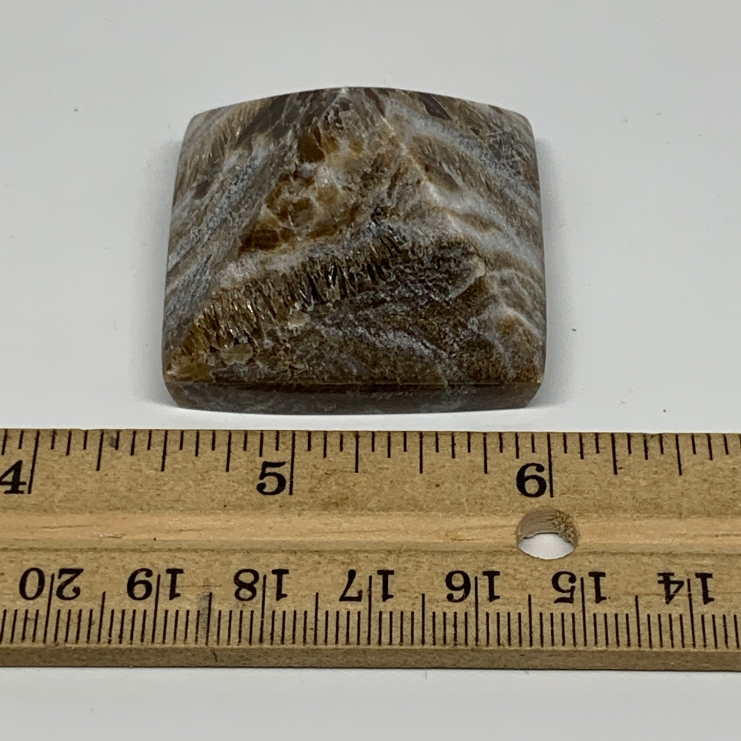 49.7g, 1.1"x1.6"x1.6" Chocolate/Gray Onyx Pyramid Gemstone @Morocco, B19020