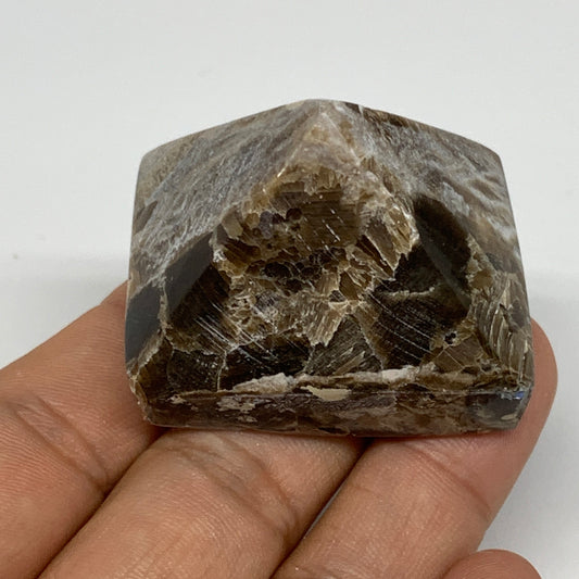 59.5g, 1.3"x1.7"x1.4" Chocolate/Gray Onyx Pyramid Gemstone @Morocco, B19021