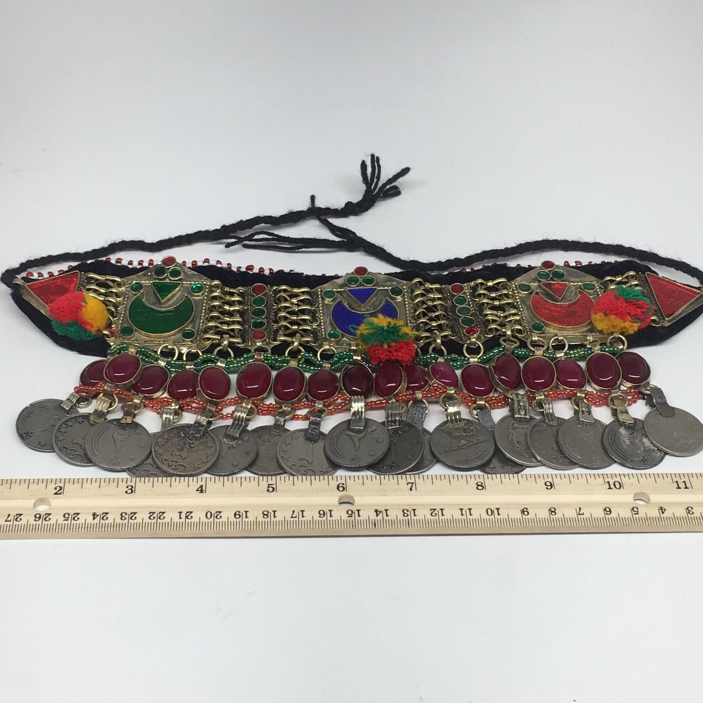 11.5"x4.5" Kuchi Choker Multi-Color Tribal Gypsy Bohemian Statement Coins,KC523