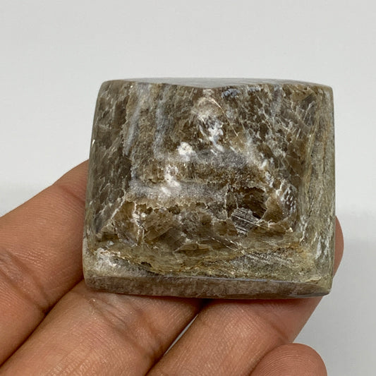 55.3g, 1.1"x1.7"x1.6" Chocolate/Gray Onyx Pyramid Gemstone @Morocco, B19022