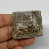 55.3g, 1.1"x1.7"x1.6" Chocolate/Gray Onyx Pyramid Gemstone @Morocco, B19022