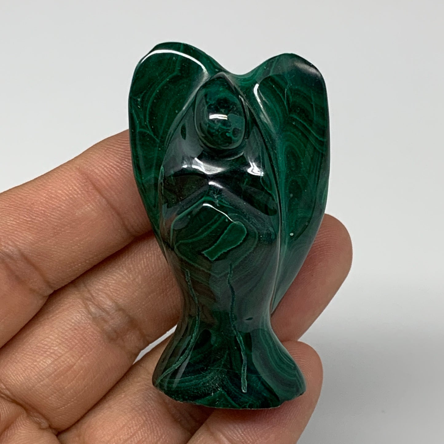 70.9g, 2.2"x1.2"x0.9" Natural Untreated Malachite Angel Figurine @Congo, B7324