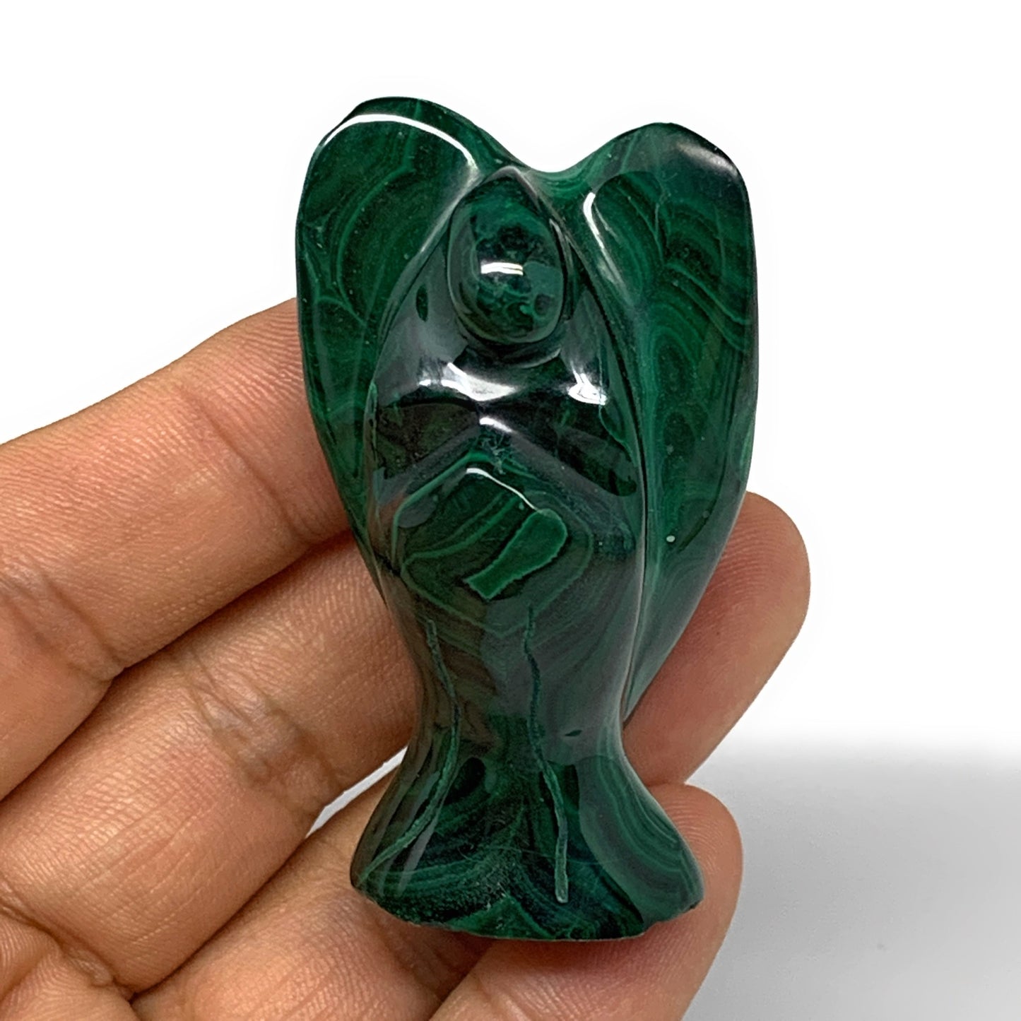 70.9g, 2.2"x1.2"x0.9" Natural Untreated Malachite Angel Figurine @Congo, B7324