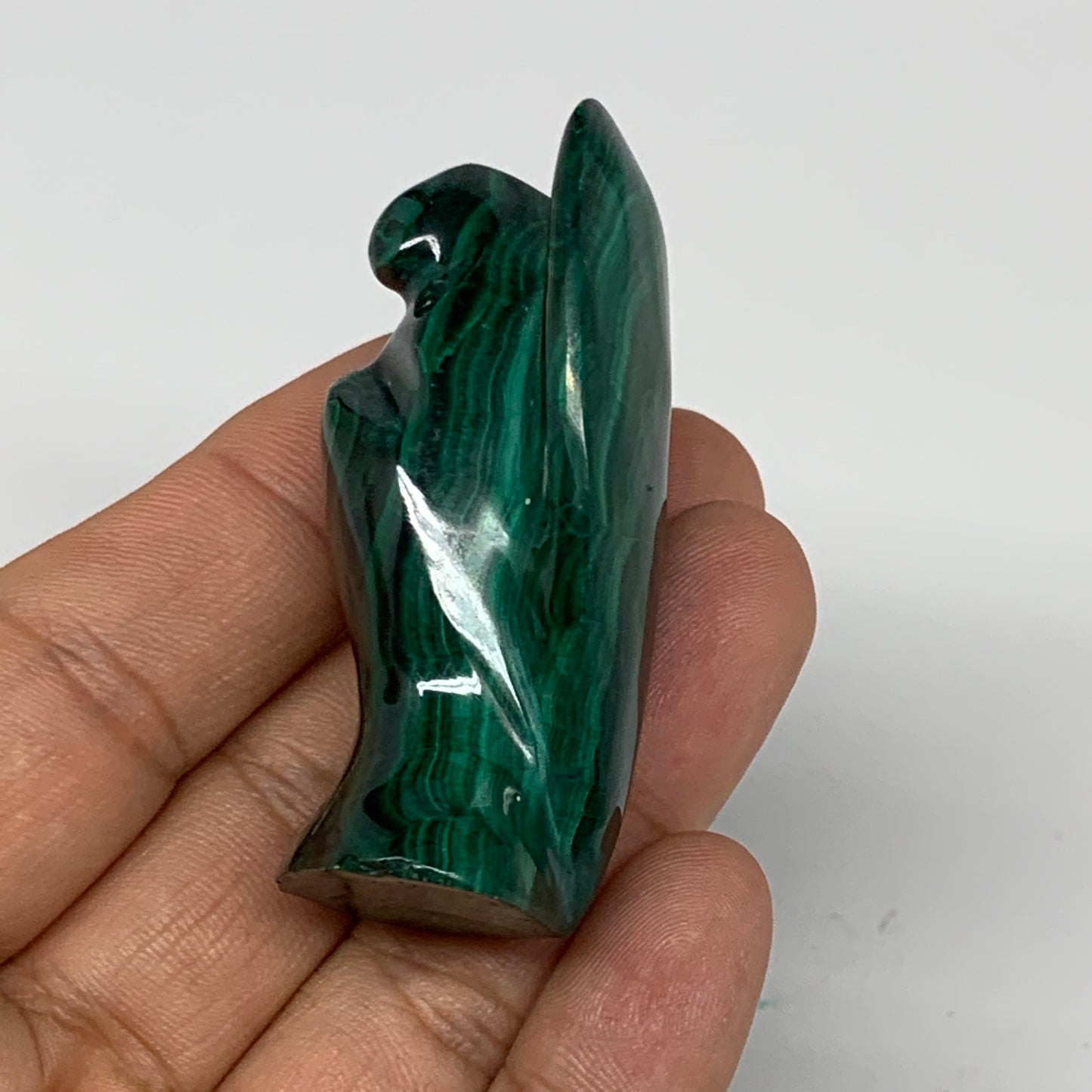 70.9g, 2.2"x1.2"x0.9" Natural Untreated Malachite Angel Figurine @Congo, B7324