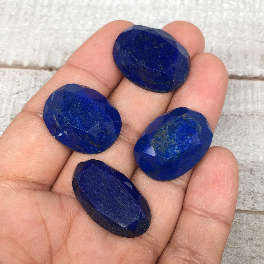 4pcs,18.5g,24mm-28mm High-Grade Natural Oval Facetted Lapis Lazuli Cabochon,CP20