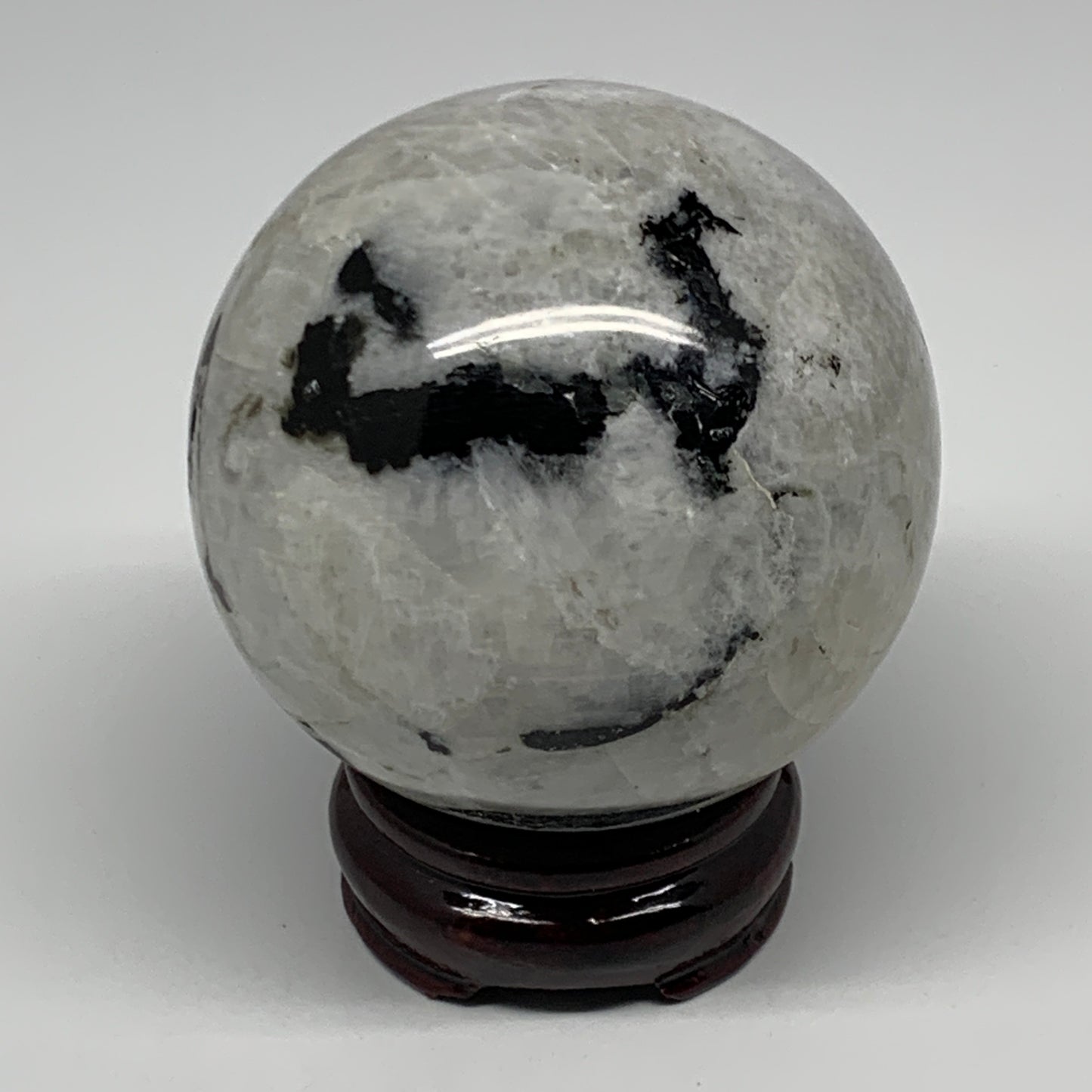 750g,3.2"(82mm), Natural Rainbow Moonstone Sphere Ball Gemstone @India,B22286