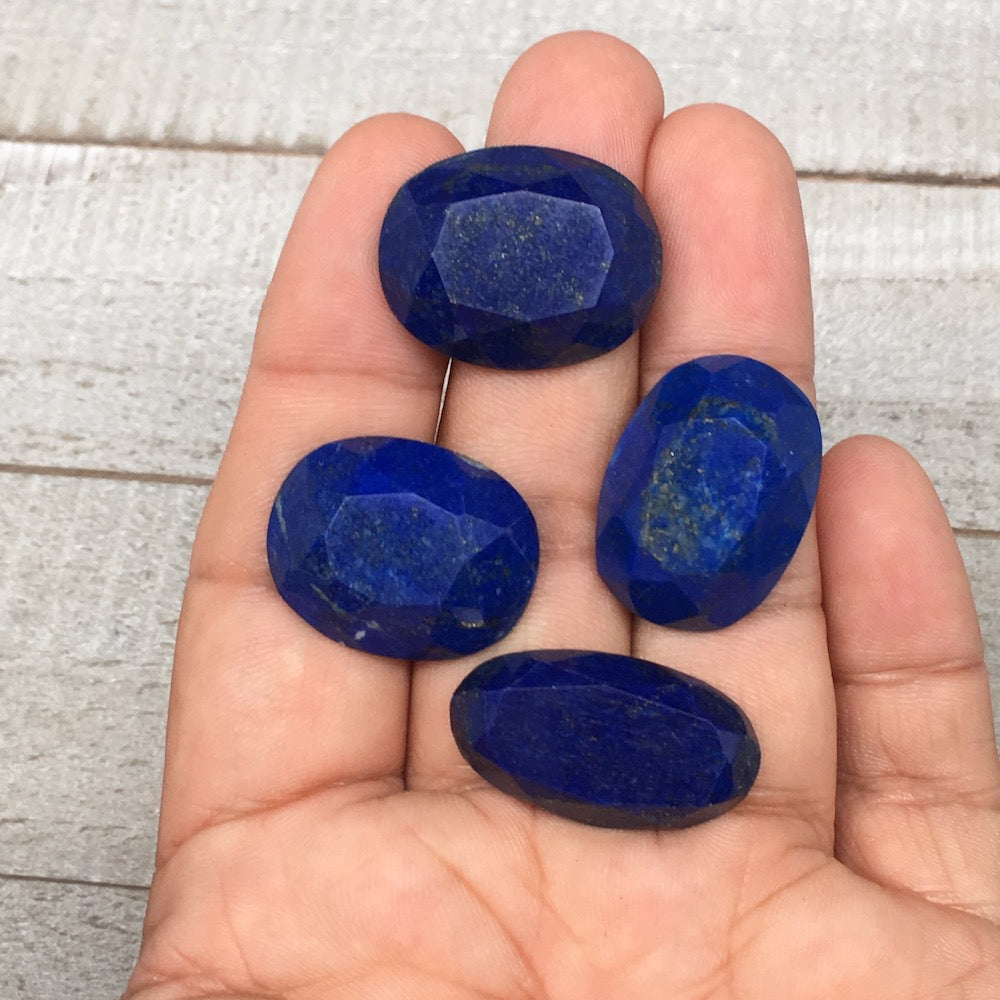 4pcs,18.5g,24mm-28mm High-Grade Natural Oval Facetted Lapis Lazuli Cabochon,CP20