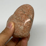 225.1g,2.7"x3.1"x1.3", Pink Peach Moonstone Heart Crystal Polished Reiki,B17483