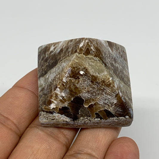56.1g, 1.3"x1.6"x1.5" Chocolate/Gray Onyx Pyramid Gemstone @Morocco, B19023