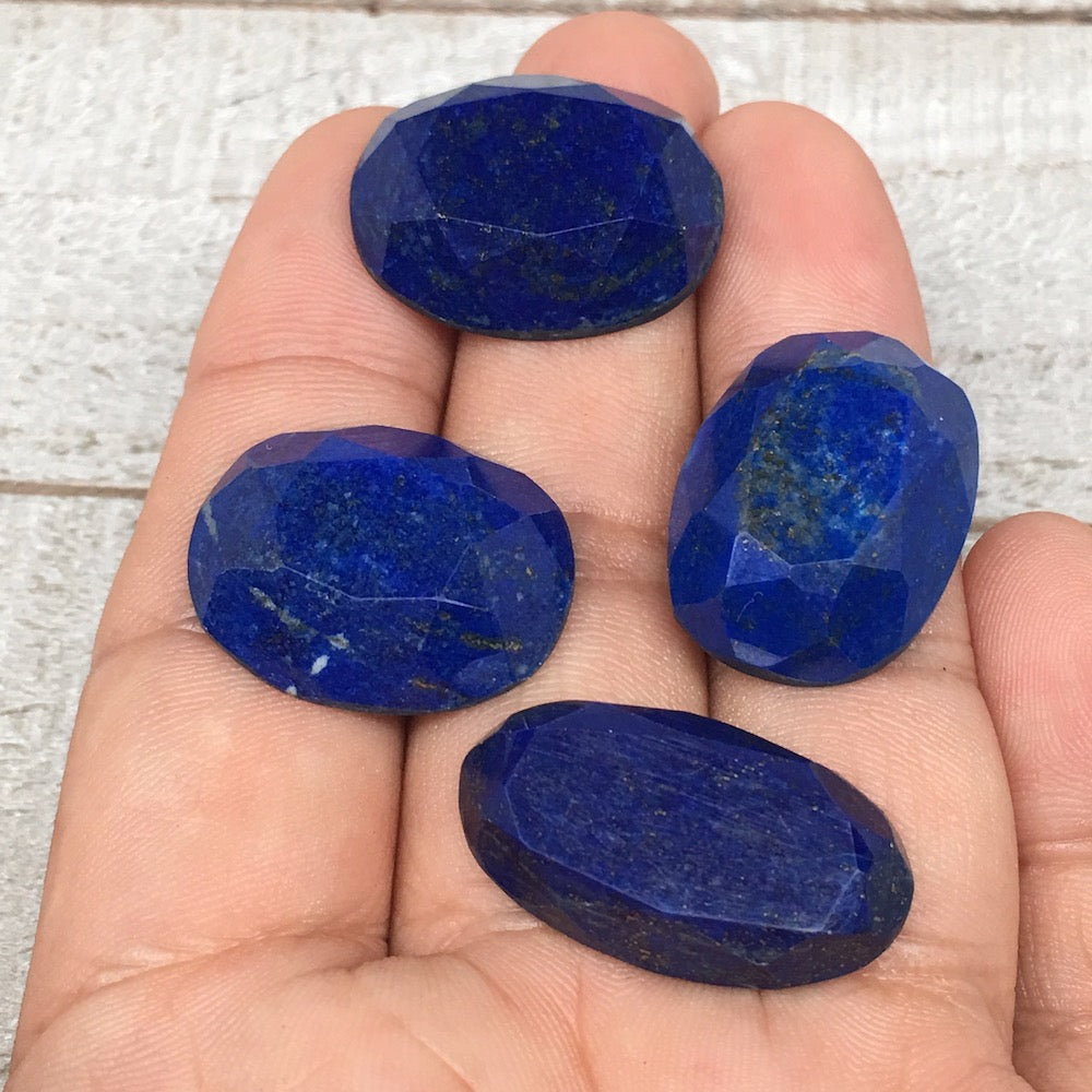4pcs,18.5g,24mm-28mm High-Grade Natural Oval Facetted Lapis Lazuli Cabochon,CP20