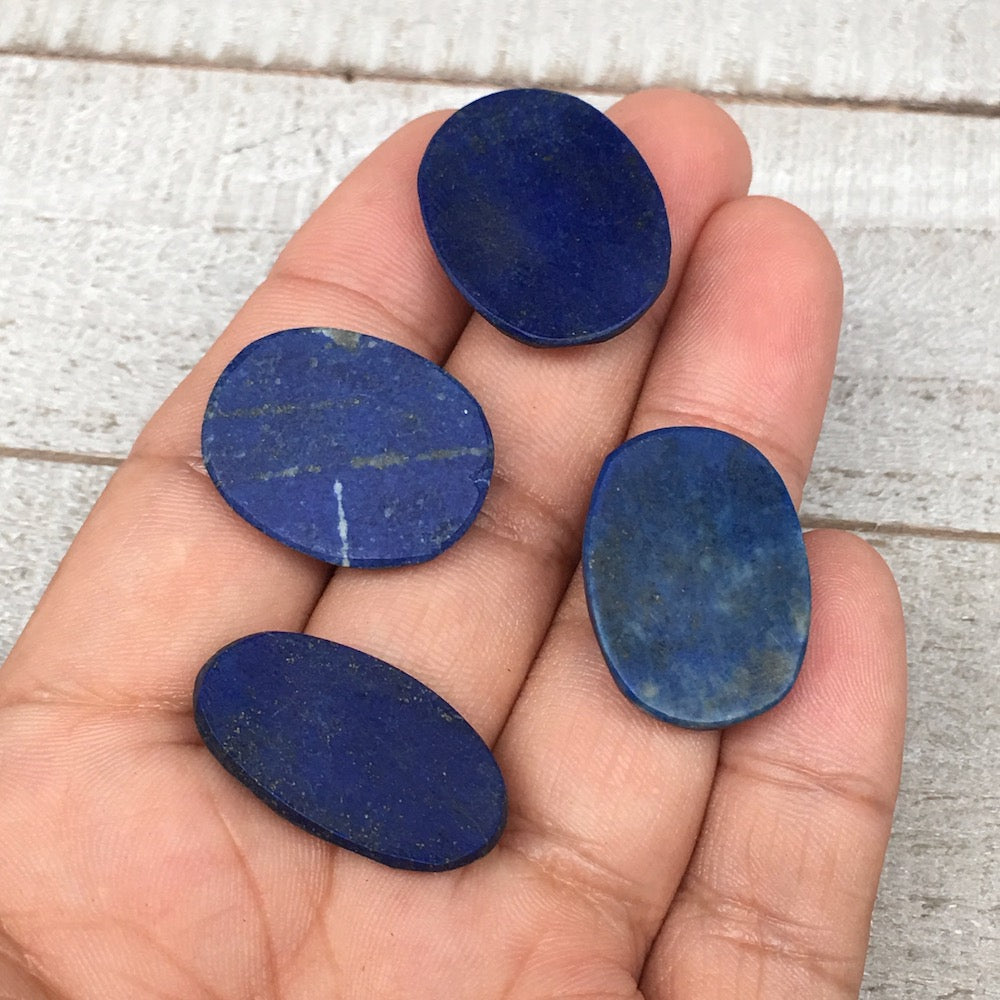 4pcs,18.5g,24mm-28mm High-Grade Natural Oval Facetted Lapis Lazuli Cabochon,CP20