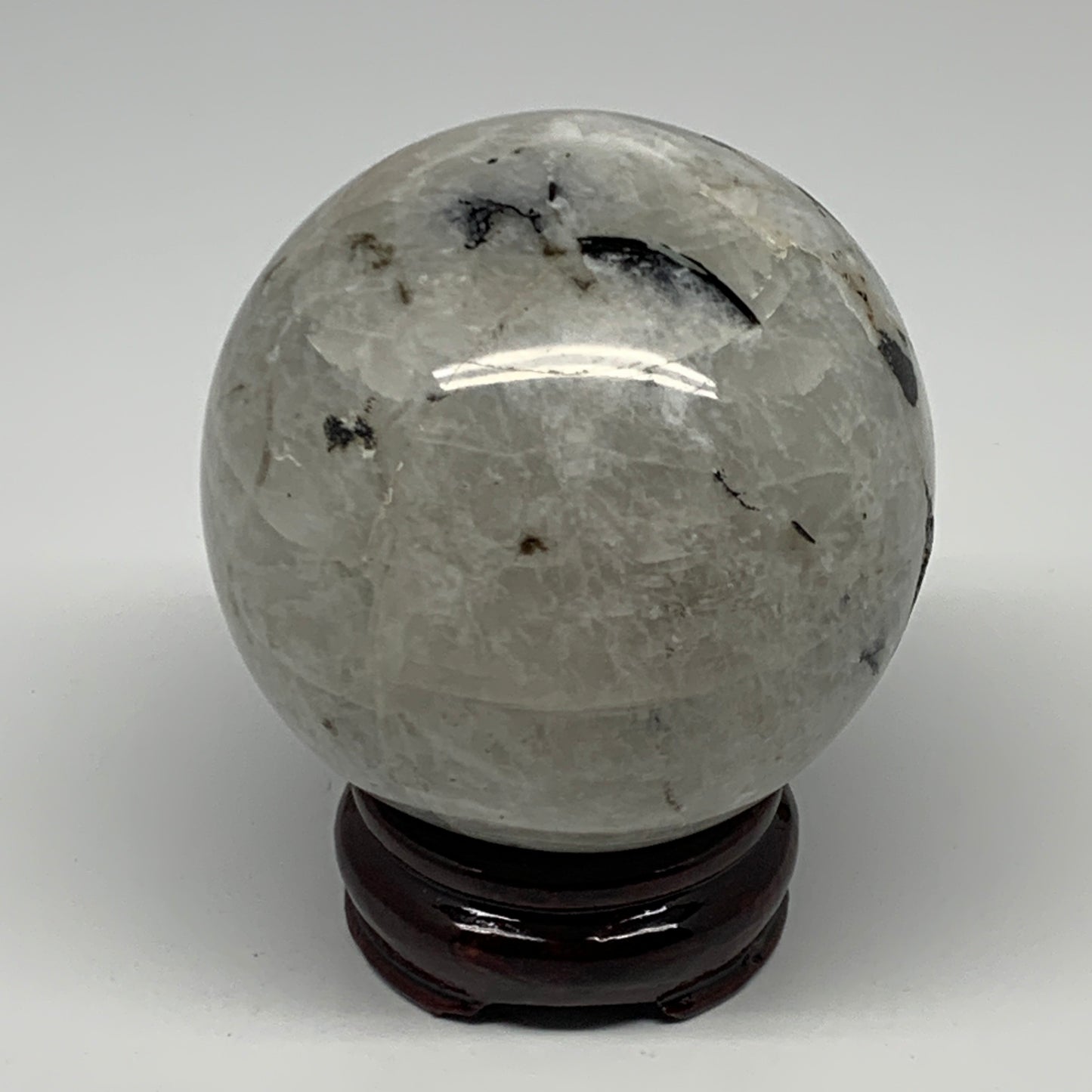 750g,3.2"(82mm), Natural Rainbow Moonstone Sphere Ball Gemstone @India,B22286