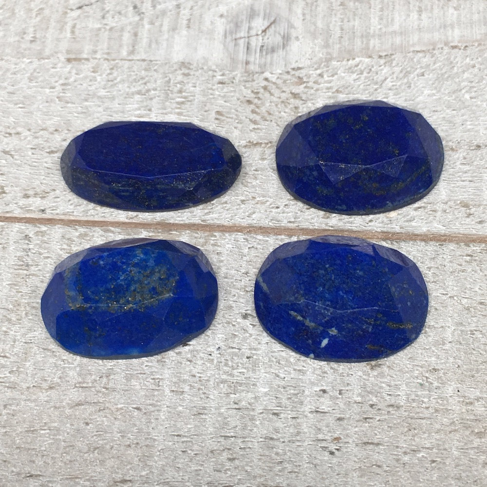 4pcs,18.5g,24mm-28mm High-Grade Natural Oval Facetted Lapis Lazuli Cabochon,CP20