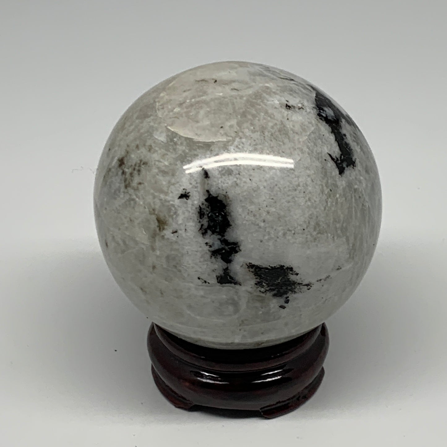 750g,3.2"(82mm), Natural Rainbow Moonstone Sphere Ball Gemstone @India,B22286