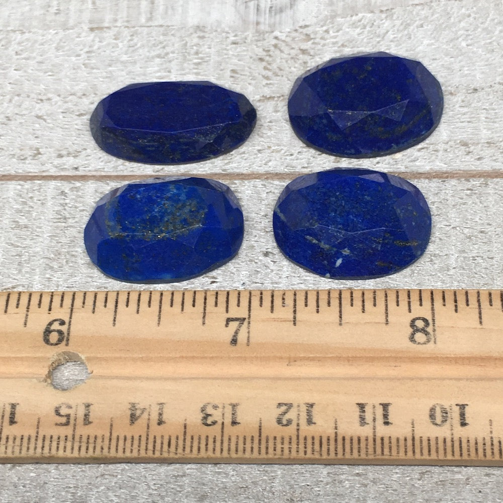 4pcs,18.5g,24mm-28mm High-Grade Natural Oval Facetted Lapis Lazuli Cabochon,CP20
