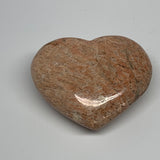 225.1g,2.7"x3.1"x1.3", Pink Peach Moonstone Heart Crystal Polished Reiki,B17483