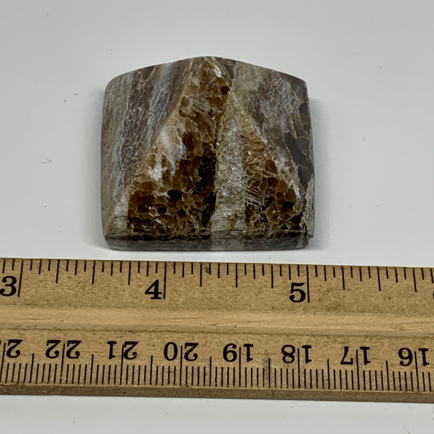 56.1g, 1.3"x1.6"x1.5" Chocolate/Gray Onyx Pyramid Gemstone @Morocco, B19023
