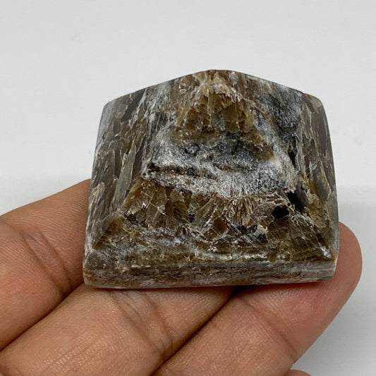 57.6g, 1.2"x1.7"x1.6" Chocolate/Gray Onyx Pyramid Gemstone @Morocco, B19024