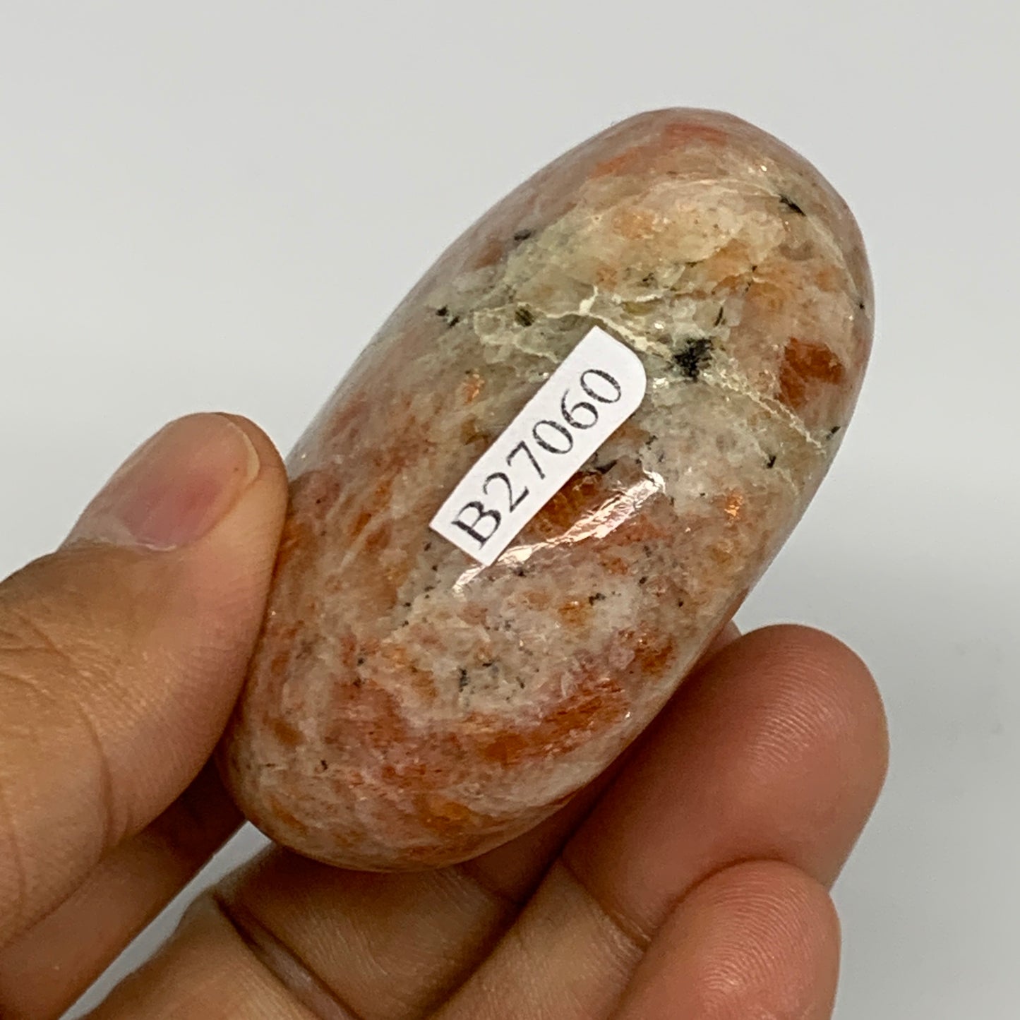 94.3g, 2.2"x1.7"x1", Natural Sunstone Palm-Stone Polished from India, B27060