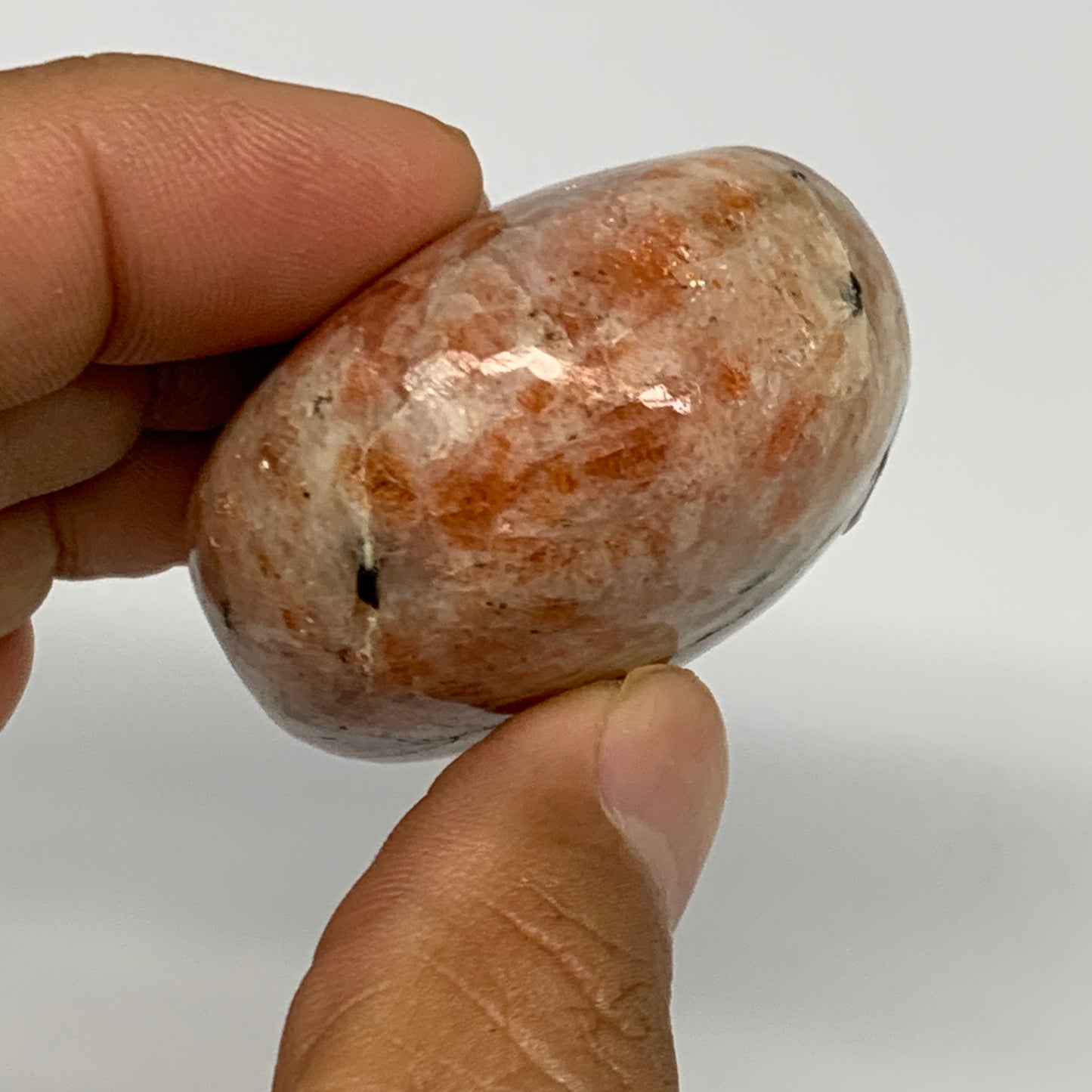 94.3g, 2.2"x1.7"x1", Natural Sunstone Palm-Stone Polished from India, B27060