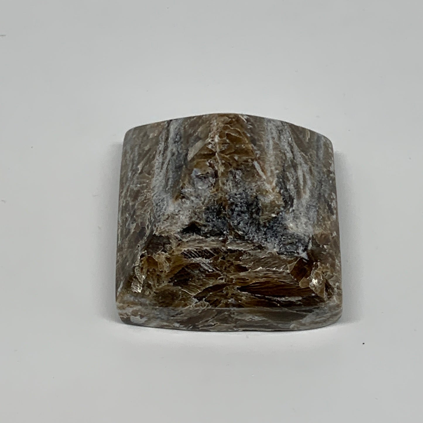 57.6g, 1.2"x1.7"x1.6" Chocolate/Gray Onyx Pyramid Gemstone @Morocco, B19024