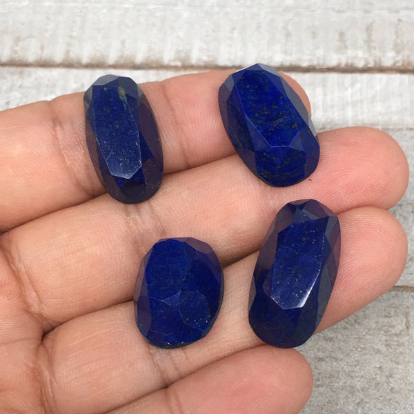 4pcs,15g,19mm-24mm High-Grade Natural Oval Facetted Lapis Lazuli Cabochon,CP207