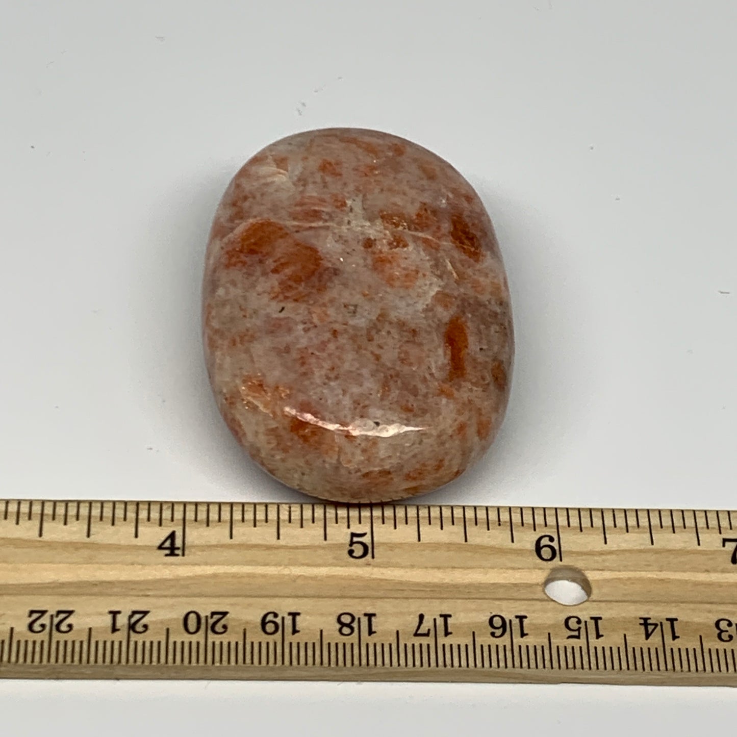 108.5g, 2.4"x1.7"x1", Natural Sunstone Palm-Stone Polished from India, B27061