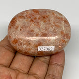 121.4g, 2.4"x1.8"x1.1", Natural Sunstone Palm-Stone Polished from India, B27062