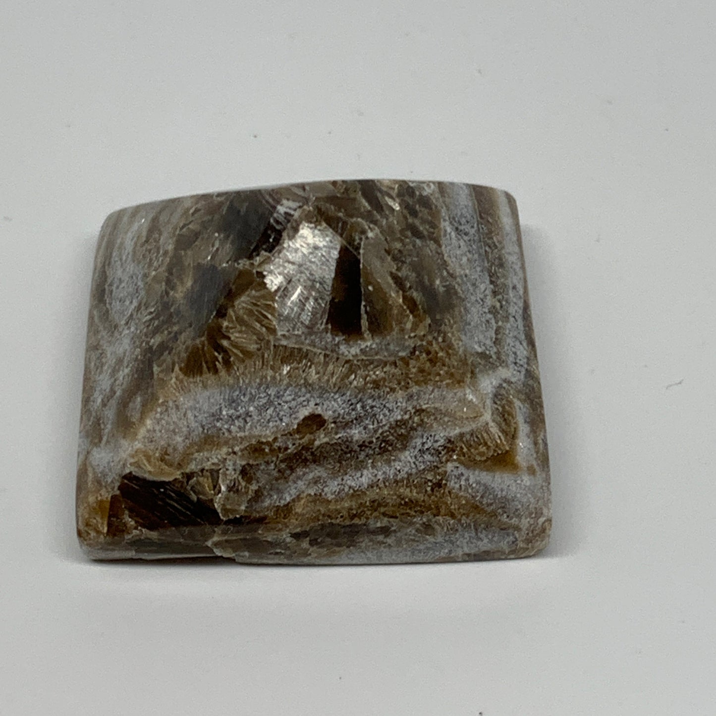 53.3g, 1.1"x1.6"x1.6" Chocolate/Gray Onyx Pyramid Gemstone @Morocco, B19026