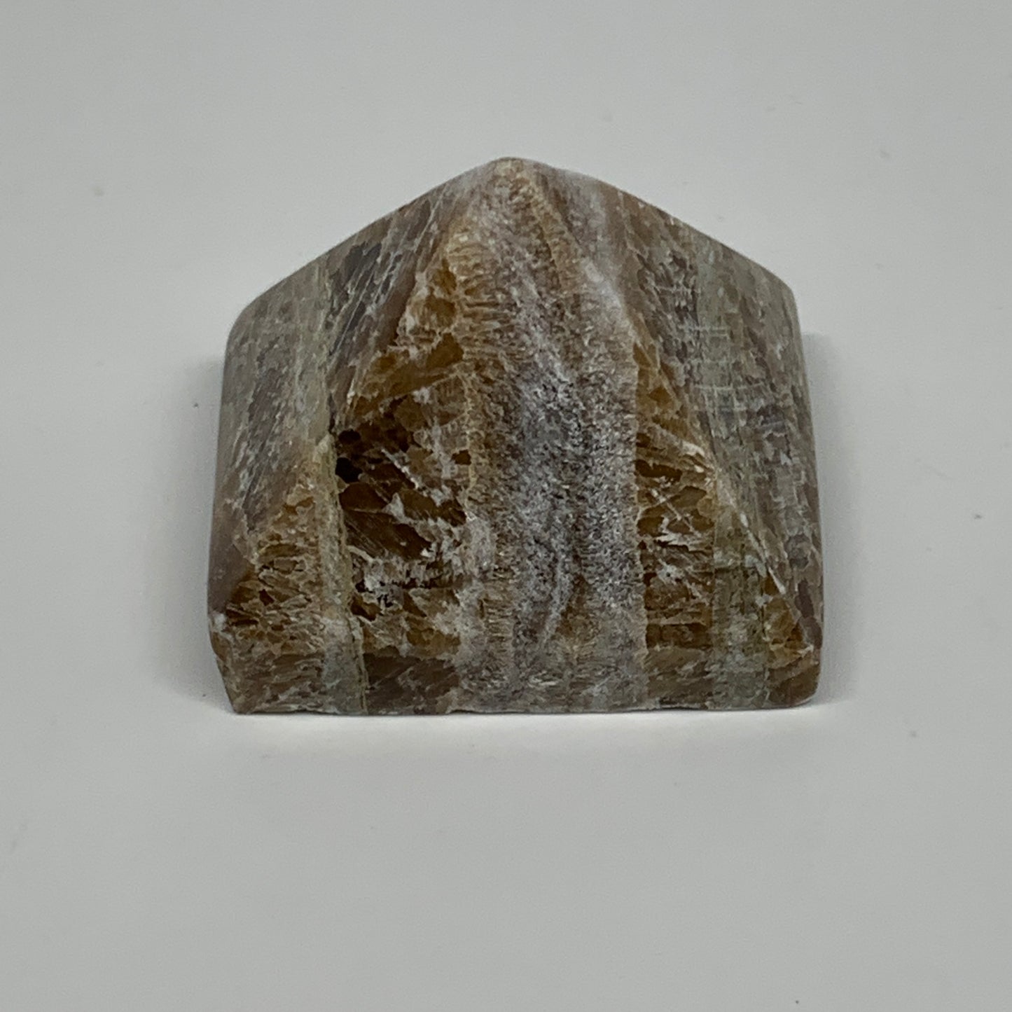 43.6g, 1.2"x1.3"x1.5" Chocolate/Gray Onyx Pyramid Gemstone @Morocco, B19027