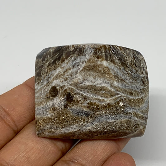 73.4g, 1.3"x1.9"x1.6" Chocolate/Gray Onyx Pyramid Gemstone @Morocco, B19028