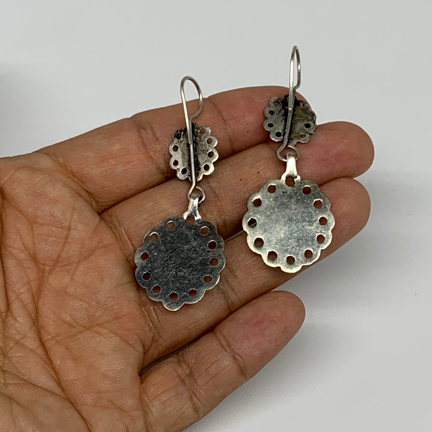 1pc, Handmade Turkmen Earring Tribal Jewelry Black Carnelian Oval Boho, B14193