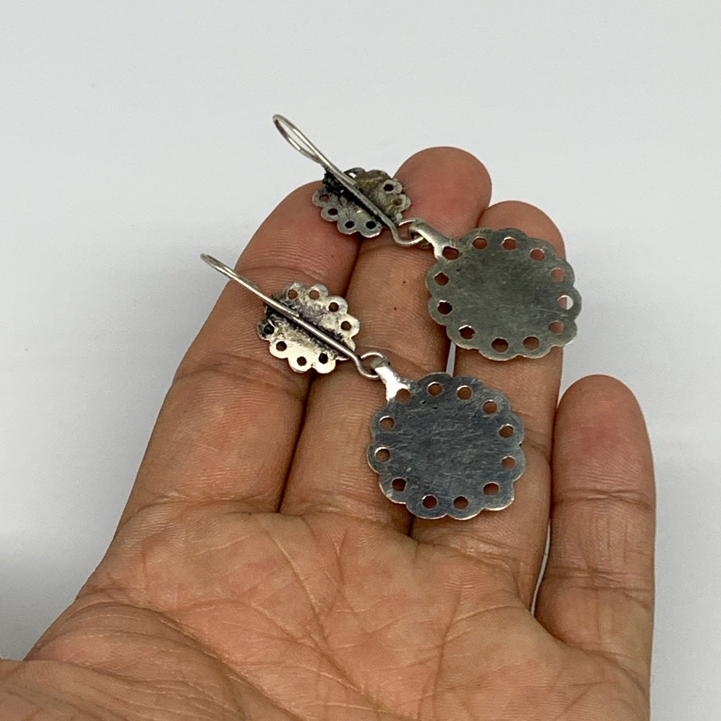 1pc, Handmade Turkmen Earring Tribal Jewelry Black Carnelian Oval Boho, B14193