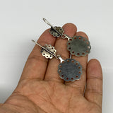 1pc, Handmade Turkmen Earring Tribal Jewelry Black Carnelian Oval Boho, B14193