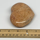 273.8g,2.9"x3.5"x1.3", Pink Peach Moonstone Heart Crystal Polished Reiki,B17487