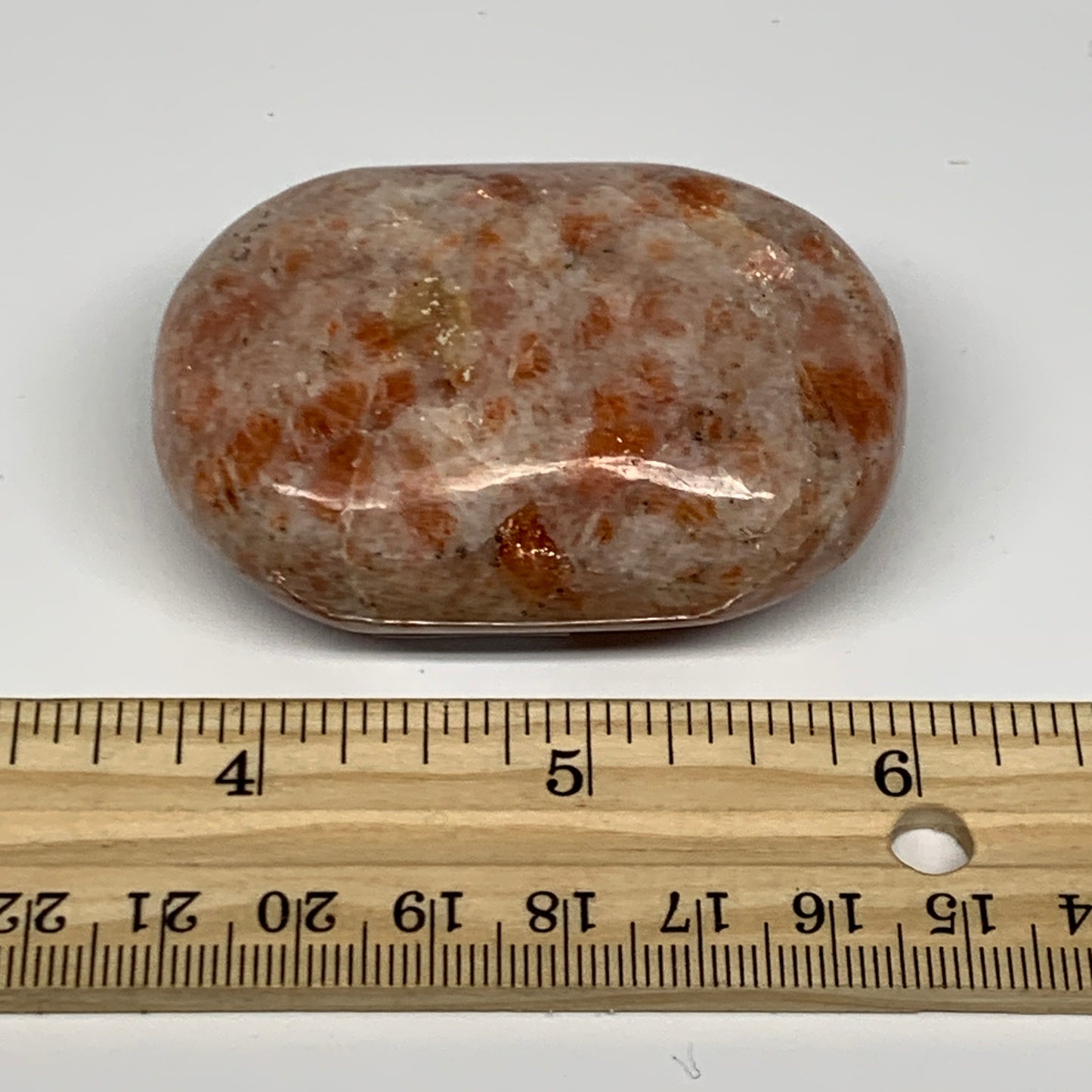 108.4g, 2.4"x1.7"x1", Natural Sunstone Palm-Stone Polished from India, B27063