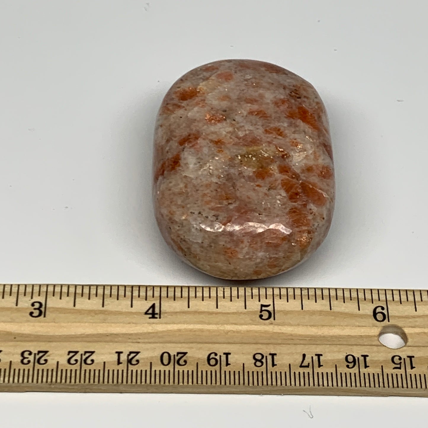 108.4g, 2.4"x1.7"x1", Natural Sunstone Palm-Stone Polished from India, B27063