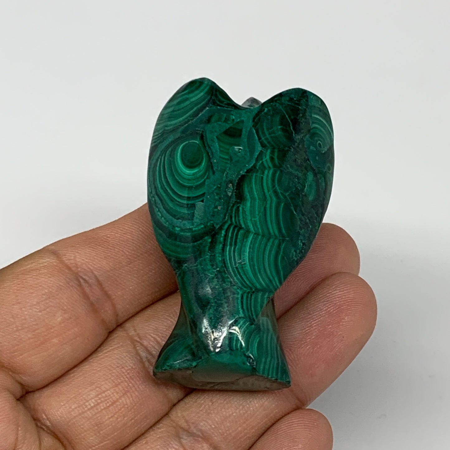 62.6g, 2.1"x1.3"x0.9" Natural Untreated Malachite Angel Figurine @Congo, B7329