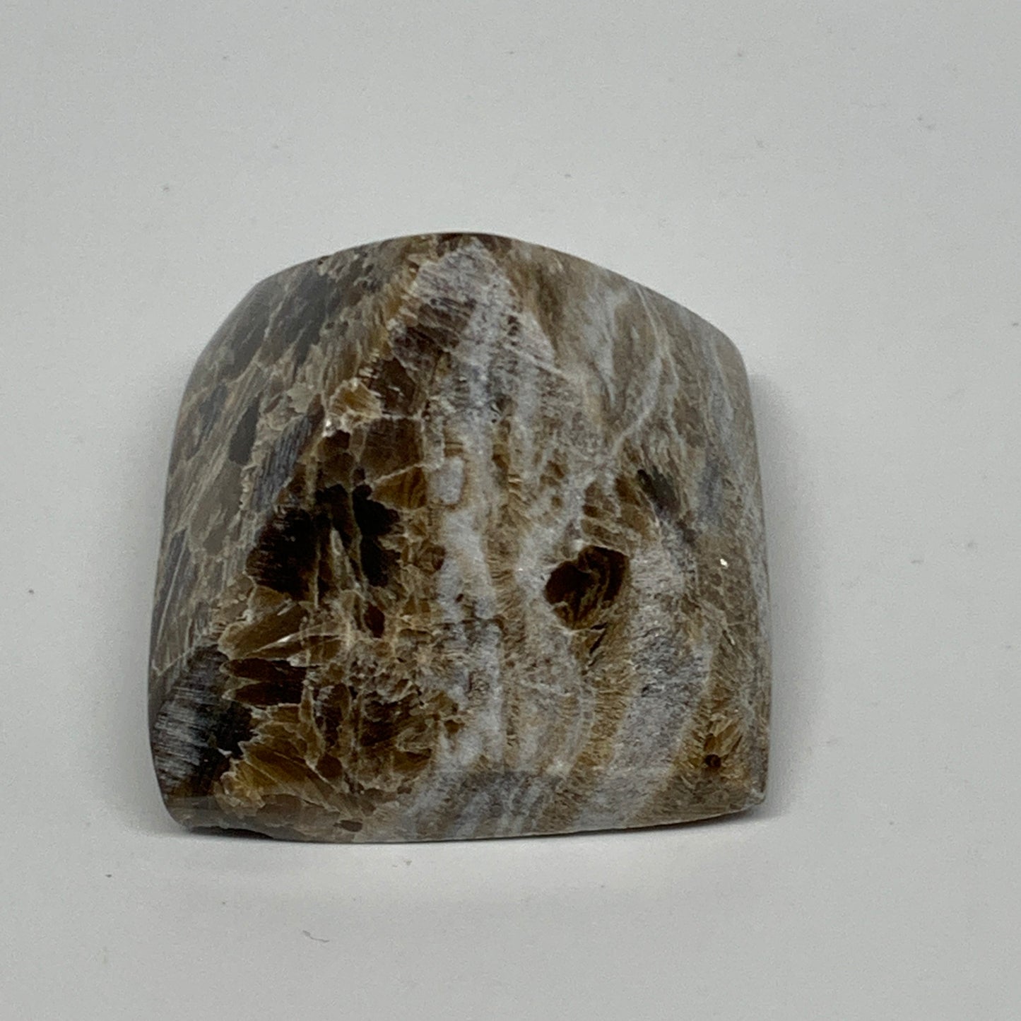 73.4g, 1.3"x1.9"x1.6" Chocolate/Gray Onyx Pyramid Gemstone @Morocco, B19028